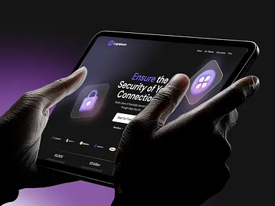 Protection of personal data | UI/UX design connection cta cyberspace dapps dark mode header internet intuitive navigation landing page mockup modern protection redesign security stylish tablet ui uiux design ux website