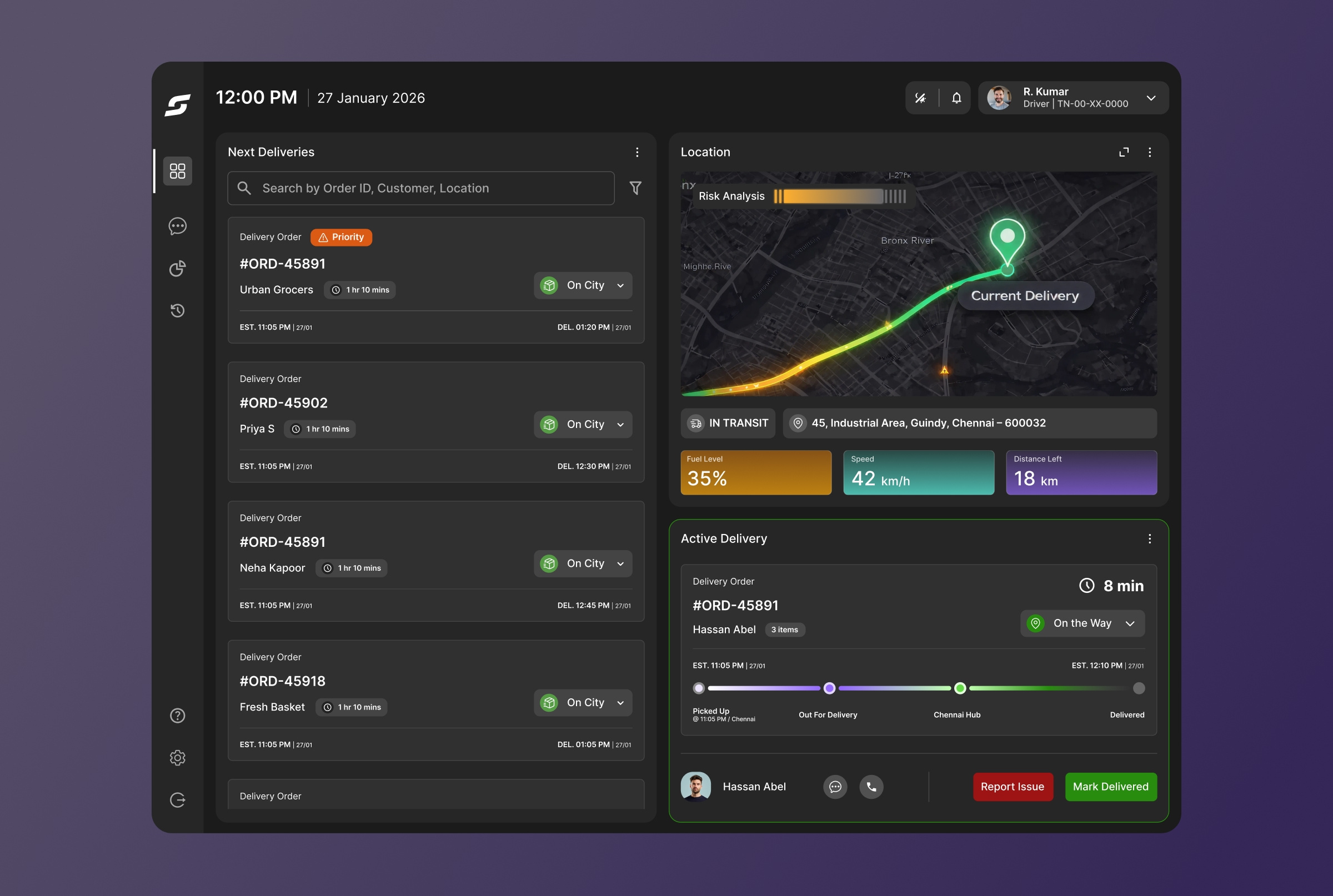 Delivery Driver Dashboard designer device logistics mobilr tab ui uiux ux