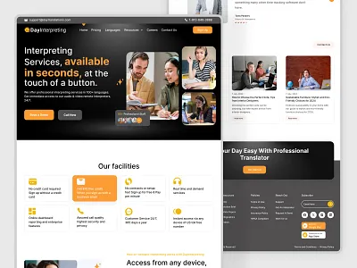Interpreting Services landing page design branding dailyui design graphic design illustration interpretation interpretation website landig page logo saas sajjad ui ux web webdesigner website design
