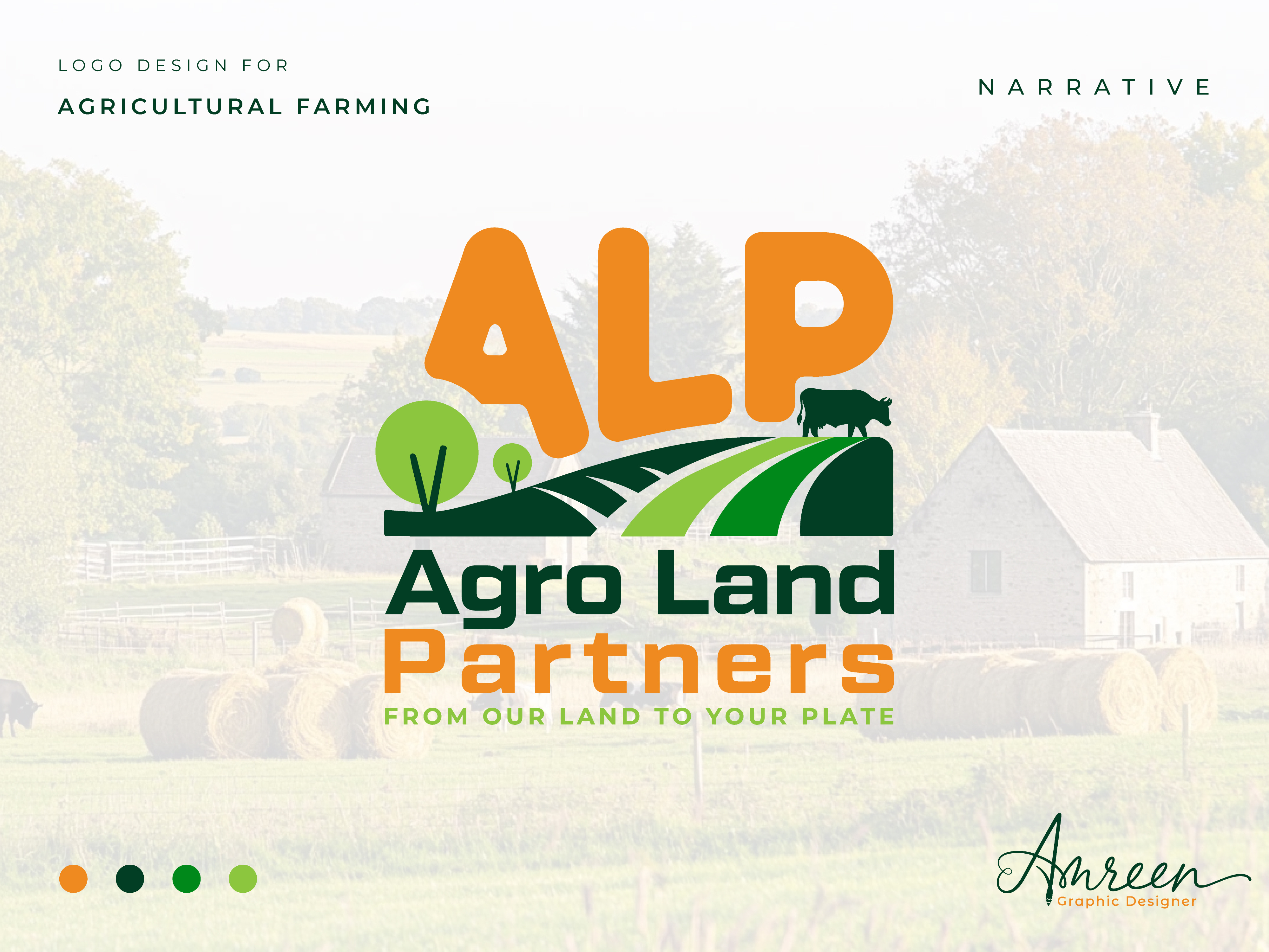 Agro Land Partners — Farm to Plate Branding agriculture logo agro land partners alp logo brand identity branding cattle logo combination mark eco friendly farm branding farm to table food industry graphic design green branding landscape illustration logo minimalist natural products organic food logo rural branding sustainable branding