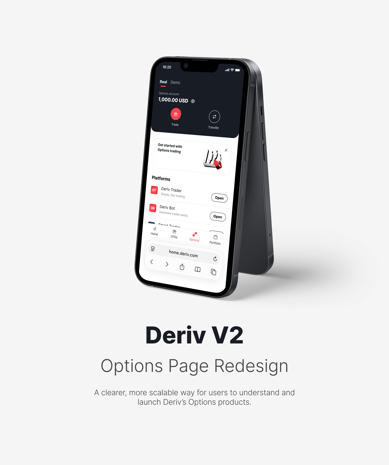 Deriv Options Hub (V2) app branding design graphic design illustration logo typography ui ux vector
