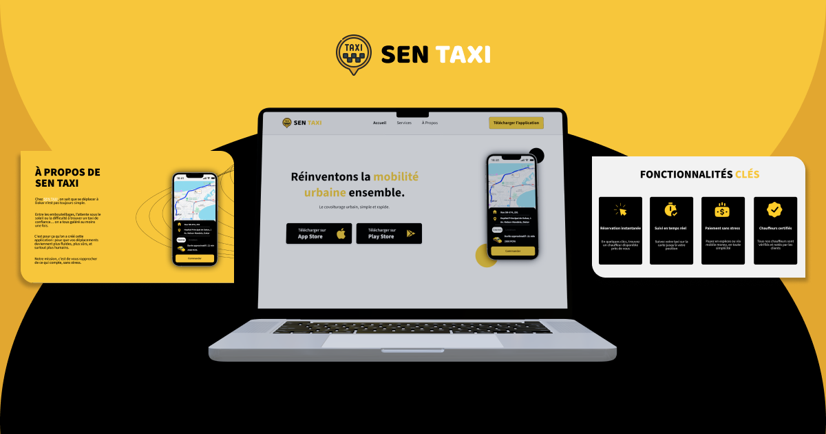 🚕 Sen Taxi - Mobile App Landing Page figma landing page mobile app senegal ui ux