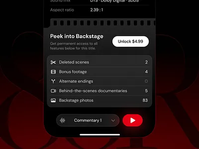 Movie Details ai backstage button conversion glow in app ios mobile paywall peek pricing ui ux