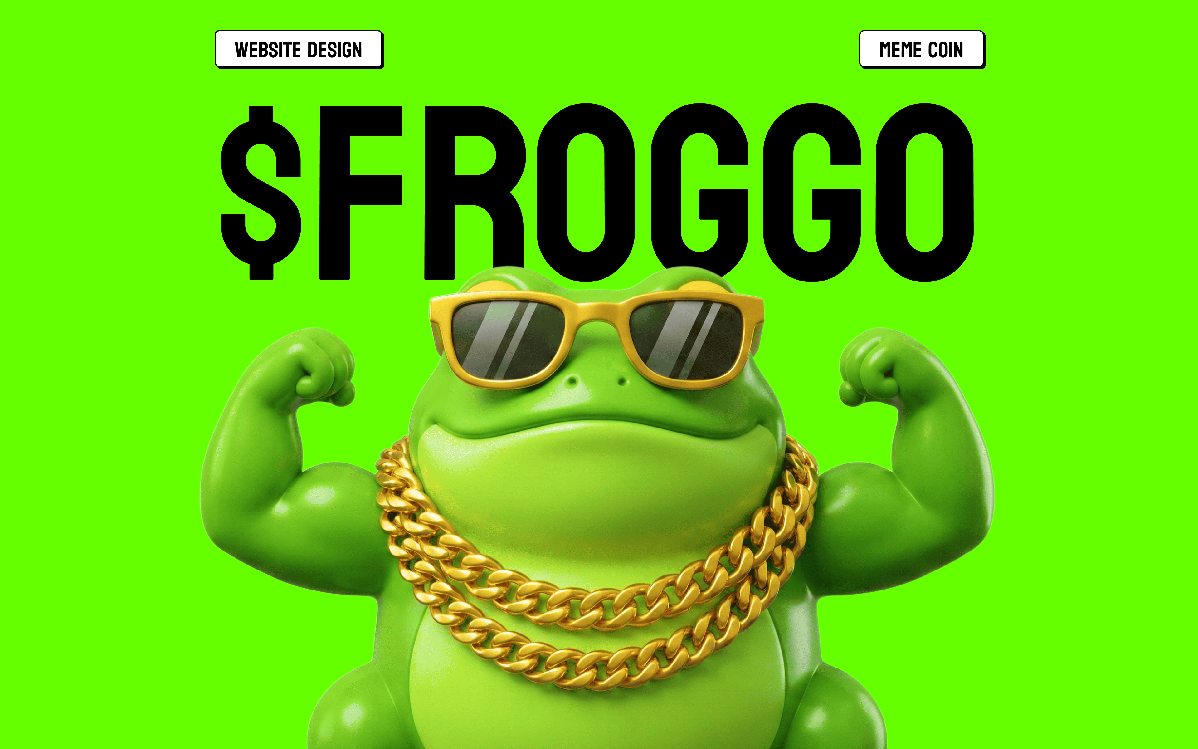FROGGO - Meme Coin Website Design 3d coin crypto design figma graphic design landing page meme coin meme token nft token ui web design website website design