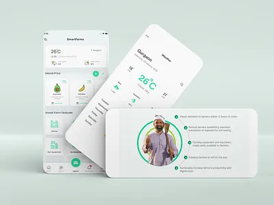 Smartfarms Mobile App UI agriculture agritech business clean ui design ecommerce enterprise mobile app product ui ux white