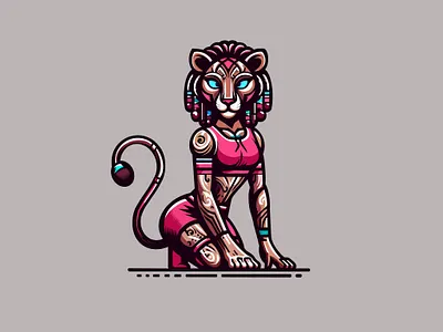 ILLUSTRATION - LIONESS animal animals branding characterdesign design digitalillustration femalpower fit fitness graphic design illustration lion logo sport strongwomen vector woman