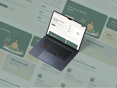 Designing with Empathy: Mental Health Landing page UI branding designwithempathy figma humancentereddesign mentalhealth mentalwellness productdesign ui uiuxdesign userexperiencedesign userinterfacedesign webdesign websitedesign