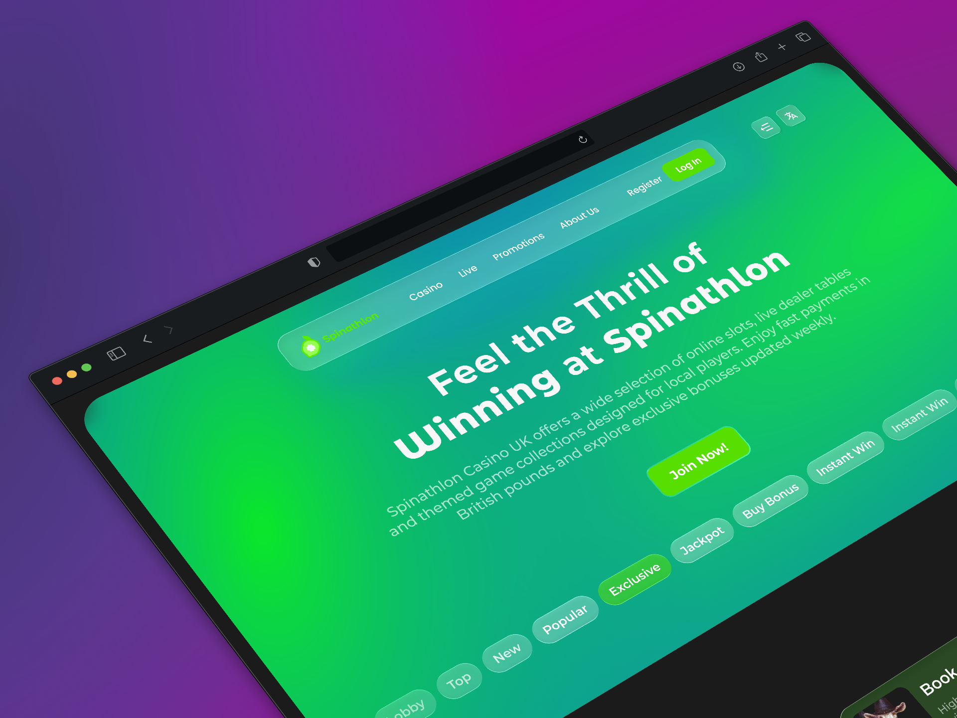 Spinathlon - Gambling 3d casino design gamblaing glass graphic design ios26 liquid liquidglass motion graphics ui ux web website wwebdesign