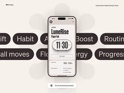 Lunerise Smart Alarm Clock | Physical Product Design alarm alarm application alarm clock design burtalism clock application home application industrial design interaction design iot motion design neo brutalism product design smart alarm clock smart home