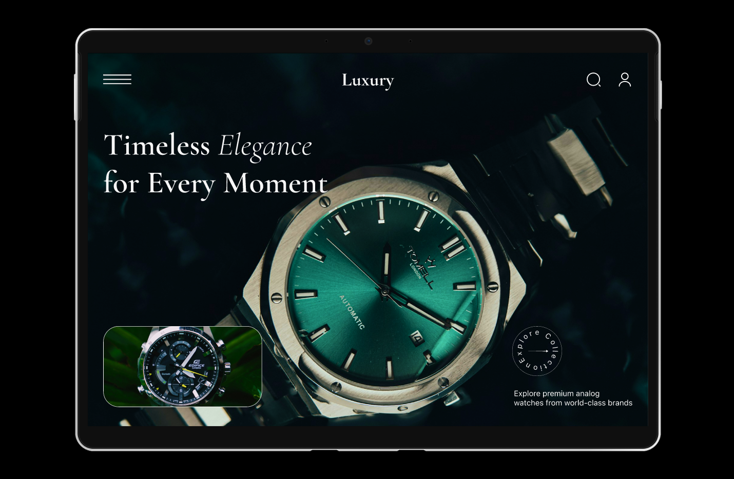 Luxury watch store landing page e commerce landing page glass ui minimal ui mordern store trending ui watch watch landing page