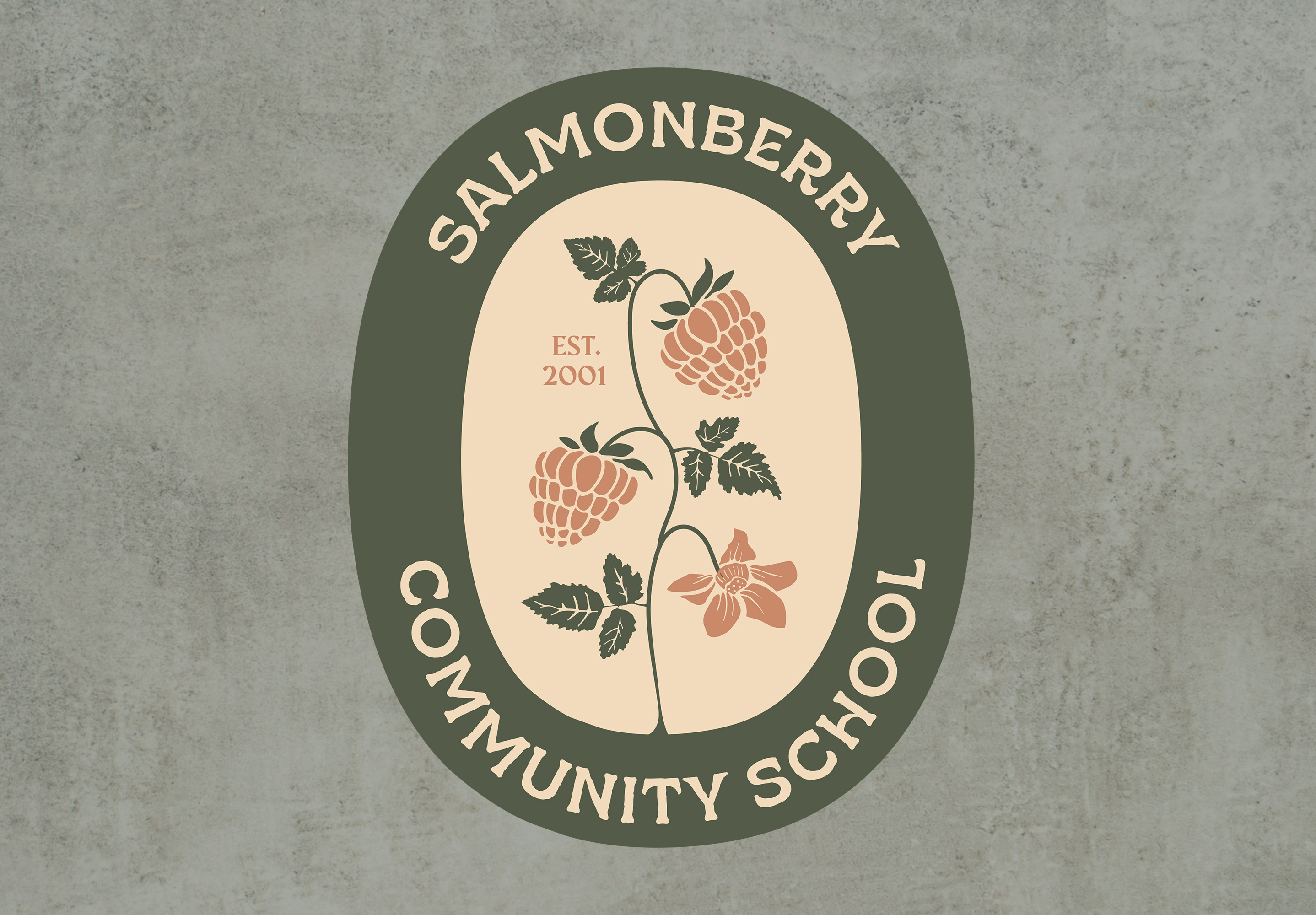 Salmonberry Community School berry branding cream design education graphic design green grow leaf learning leaves logo nature organic plant salmonberry school