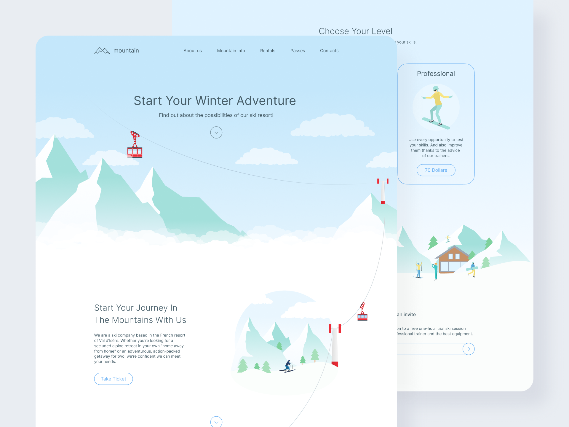 Winter Resort Landing Page by Alex Pavlov branding concept design graphic design illustration landing minimal resort site ui vector winter winter resort