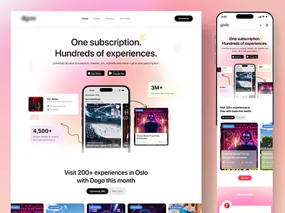 Dgoo – Movie Streaming & Theater Booking App Landing Page animation app design app landing page app store digital product download app entertainment app landing page design play store responsivedesign streaming app ui design subscription subscription ux ui ui design uiux user centered design visual design website design