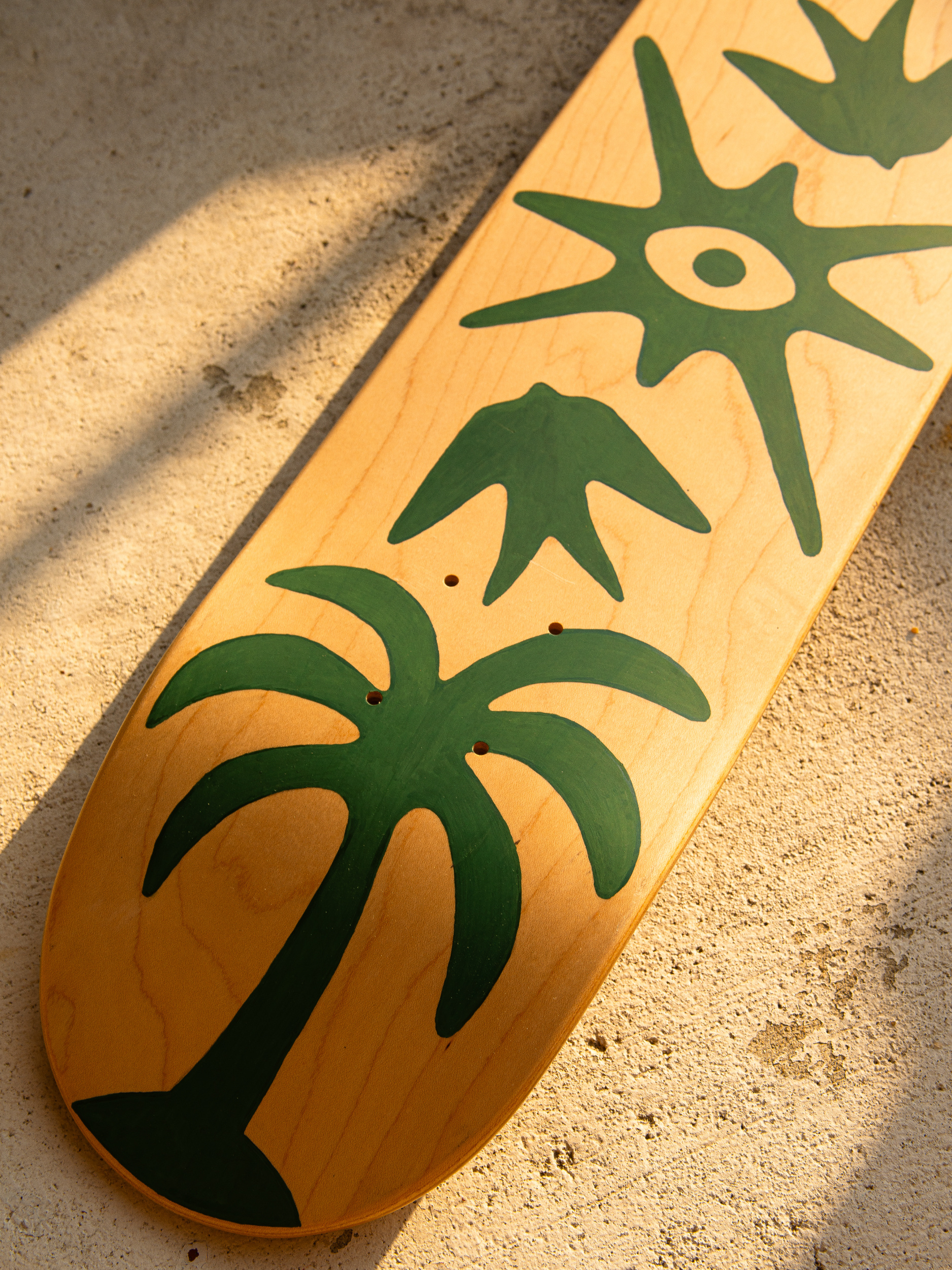 Palm Skate Deck, 2025 bird culture eye illustration nature painting palm palm tree skate skate deck skateboard skateboarding sun surf tree