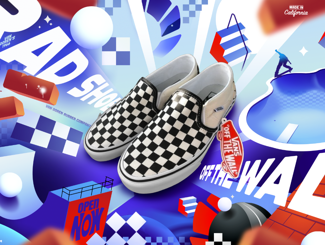 Vans - Off the wall fashionillustration gradient illustration lifestyle mural slippersillustration sneakersillustration street vans