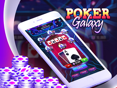 Poker Galaxy - Playing Screen cardgame casino chips coins design game illustration mobile playing cards poker ui ux vector