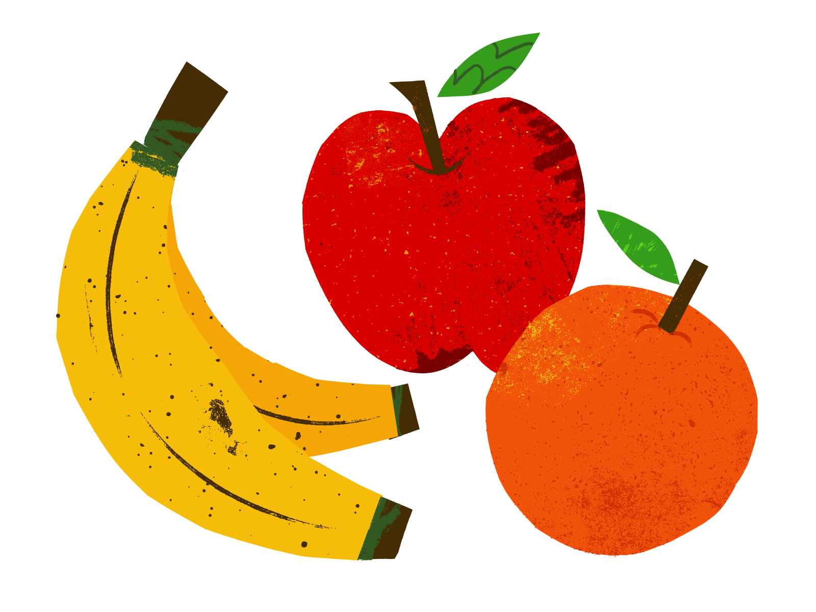🍎🍊🍌 apple art banana cutpaper digitalillustration ericcarle fruit illustration orange texture