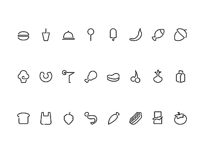 One line food icons design figma graphic design icon icons oneline sketch ui vector