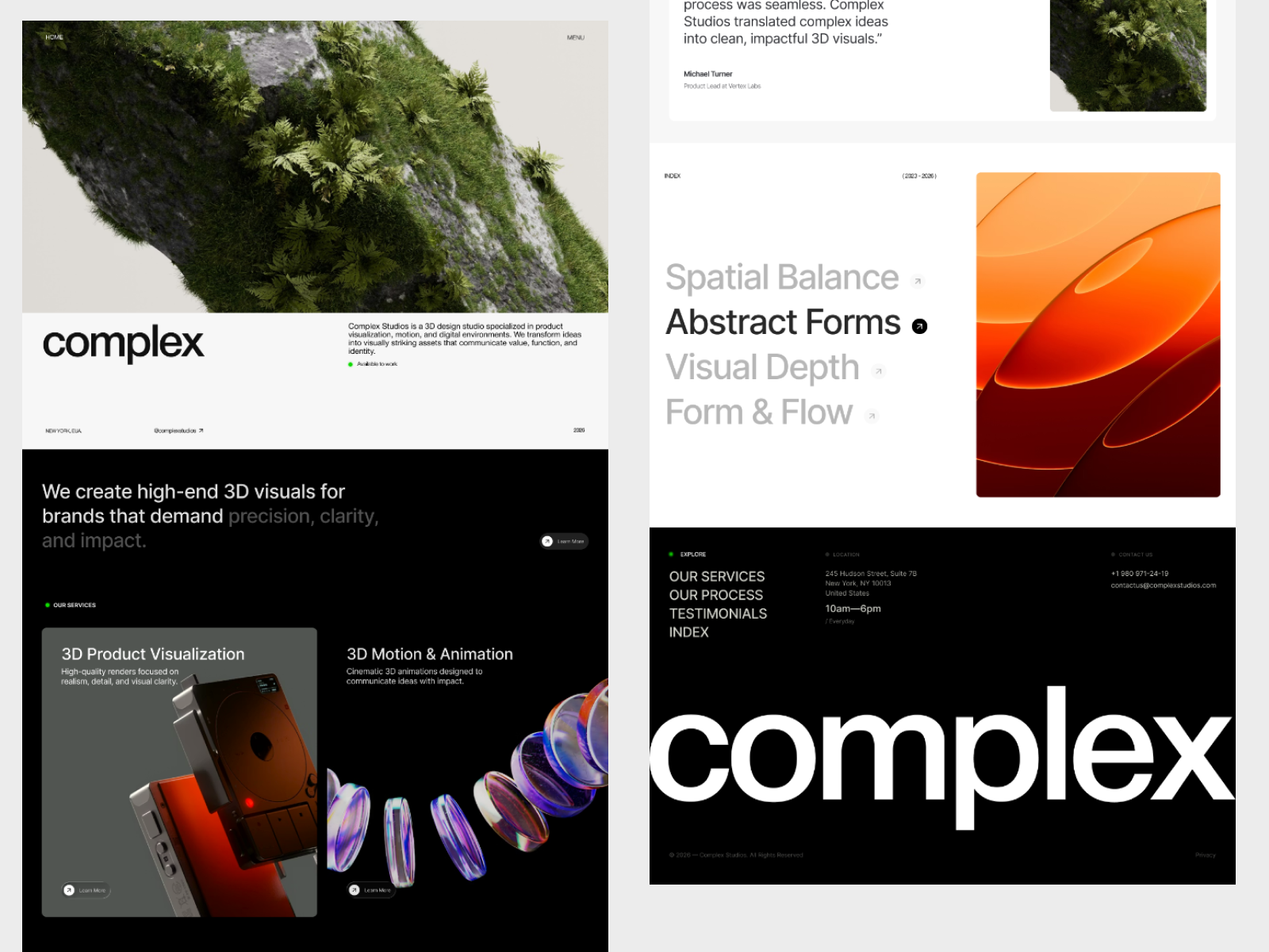 Complex — 3D Studio Website 3d brutalism minimalism portfolio ui uiux web design website design