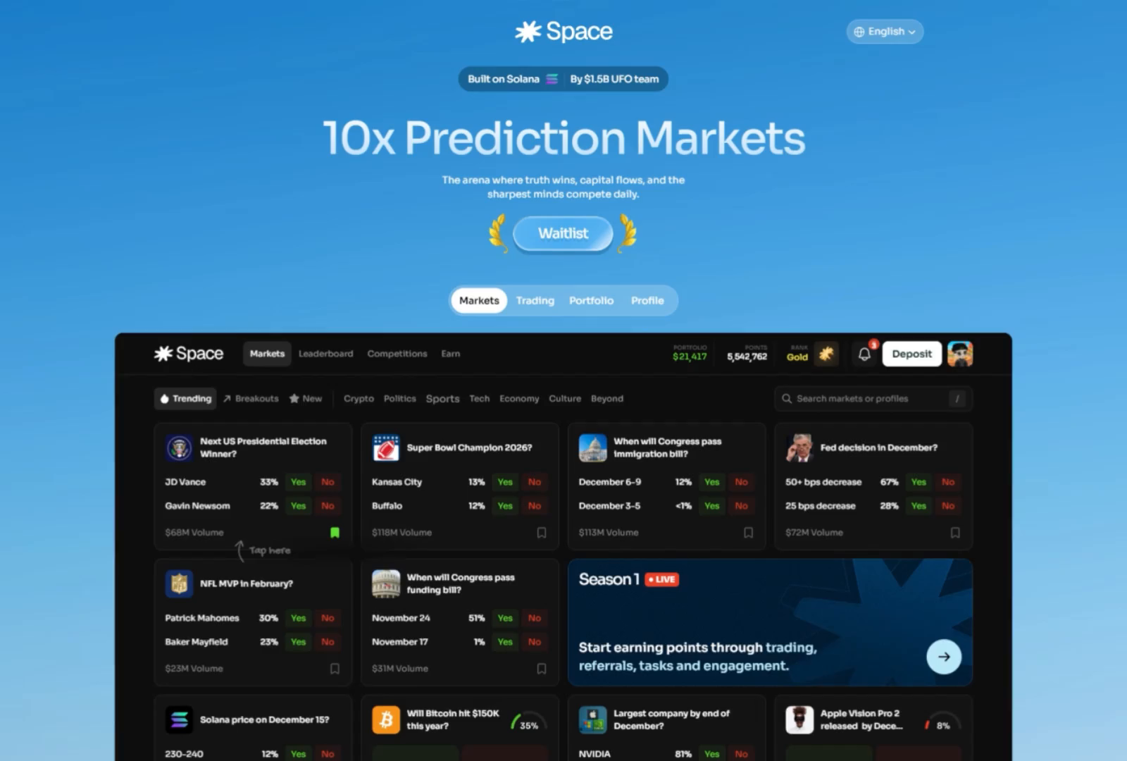 Prediction Market Website Landing Page