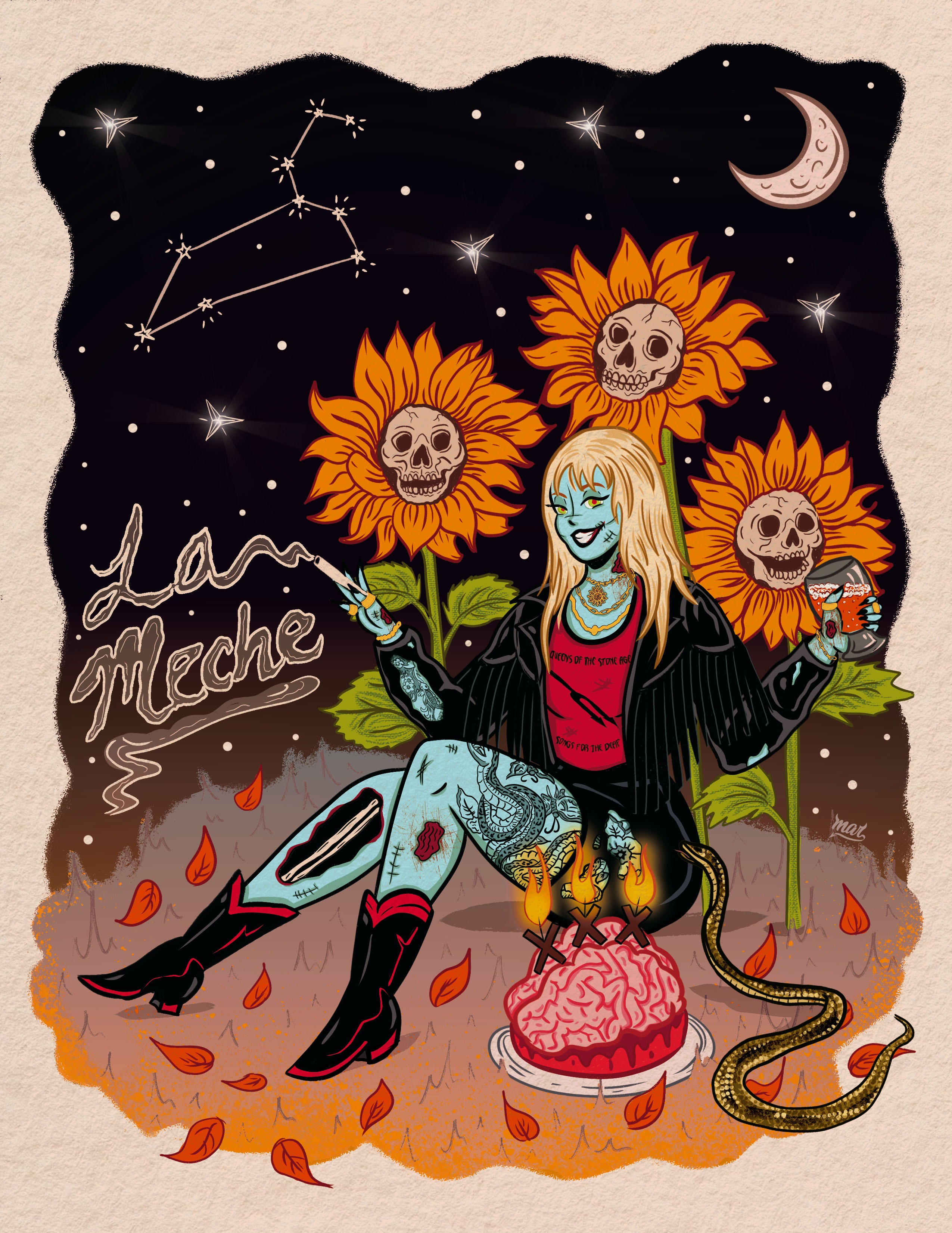 Custom Zombie-Style Birthday Illustration cartoon artist cartoon style character design character draw commission art creative artwork custom illustration custom portrait custom work digital illustration horror art illustration personalized art pin up retro art vintage art