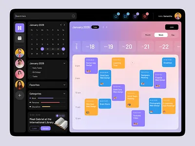 Smart Calendar Dashboard — UI Design admin dashboard calendar calendar dashboard dashboard data visualization minimal over time work payroll app product design scheduler scheduling app task team calendar time logs time tracking uiux user interface web app design web app ui