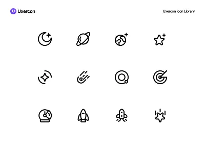 Space & Galaxy - Uxercon Icon Library animation astronomy design figma galaxy icon icon design logo milky planet science sky space space and galaxy star ui uiux universe ux uxercon