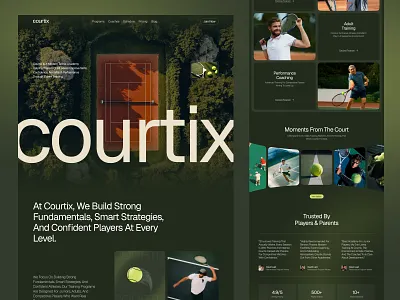 Courtix - Tennis Website Design responsive design sports website sports website design tennis tennis academy website tennis club tennis club website design tennis coaching tennis training landing page ui design web design website