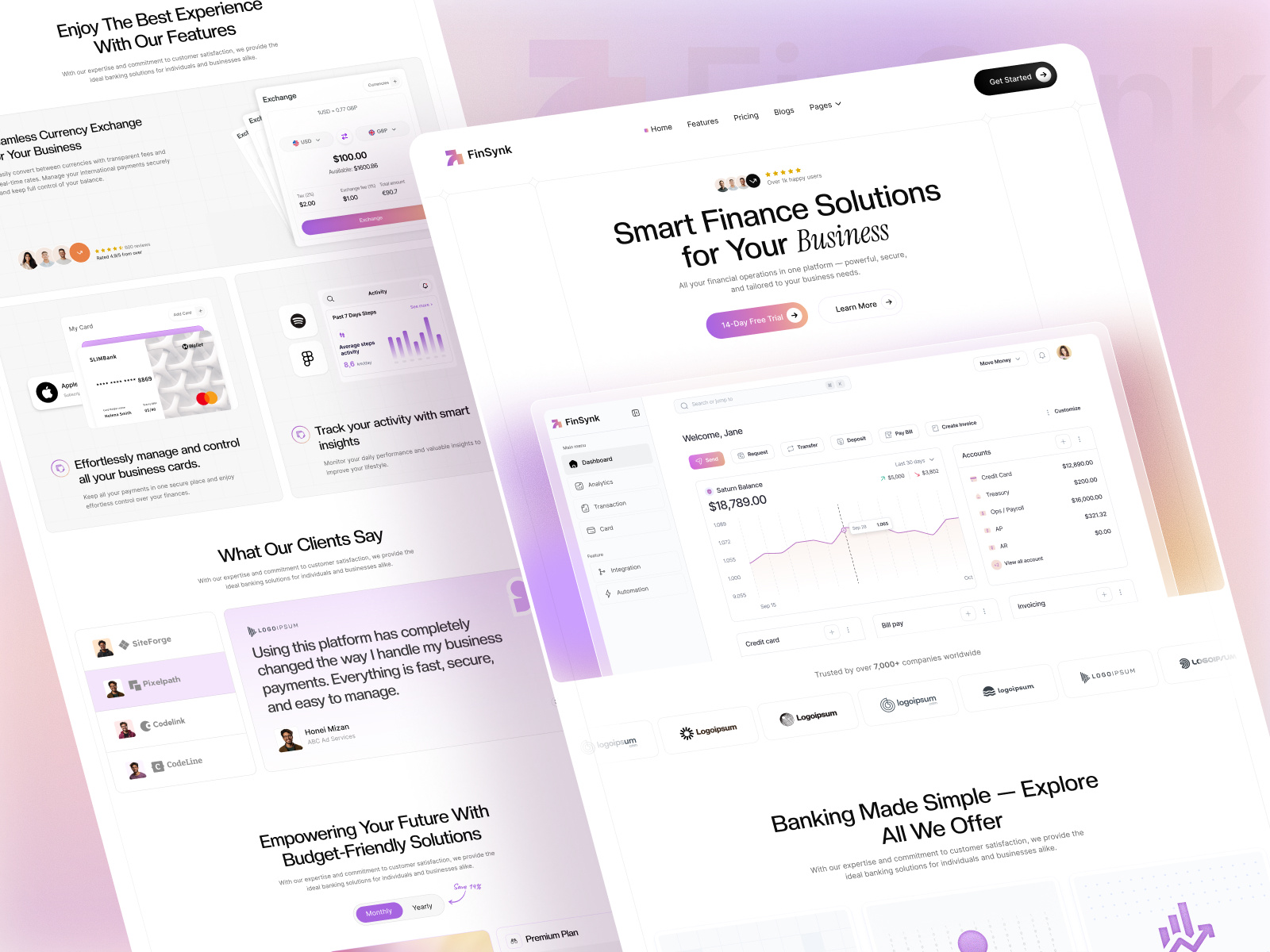 Fintech website design fintech ui landing page minimal ui product design saas saas ui saas website ui web design website