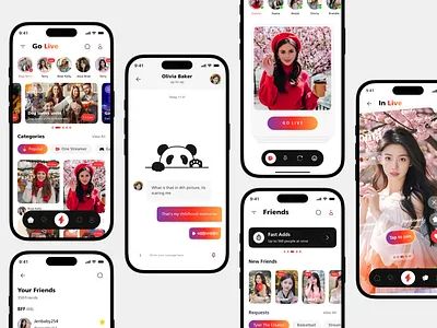 Make Friends & Live Streaming Mobile App UI app design chat app community app live live chat app live streaming app make friends app mobile app reels app social app social media app streaming streaming app tider tiktok ui video streaming