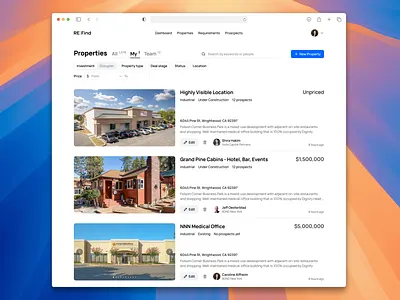 Commercial Real Estate Dashboard app real estate crm dashboard web data visualization design ui enterprise management product property saas ui ux