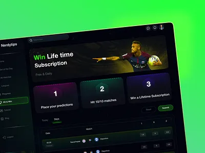 Sports Betting Dashboard - Hit & Win Prediction Flow UI ai ai sports betting dashboard dark mood dark ui product design sports sports dashboard uiux uiux designer web app webapp website