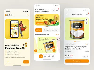 Healthy Grocery & Organic Food App UI app app design design ecommerce ecommerce app food app food delivery grocery app healthy food ios marketplace app mobile mobile app organic food product page retail app shopping app ui ui design