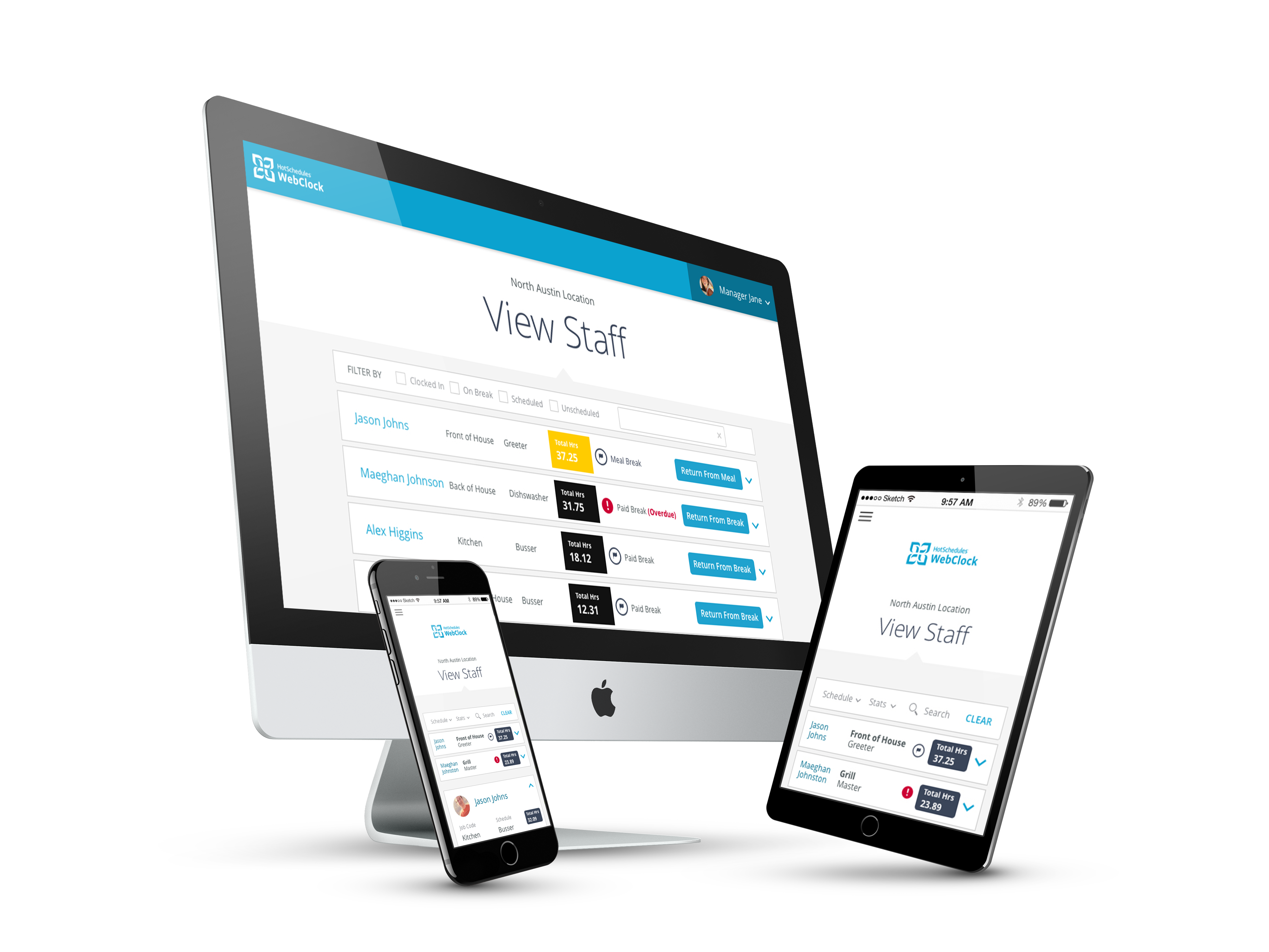 Management view of a time card application design direction ux