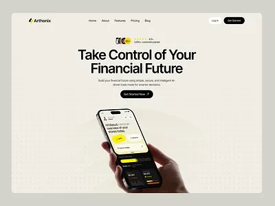 Arthonix - Finance App Landing Page Design ai dribbble finance financial technology fintech hero section landing page marketing page product product landing page responsive design ui design web web design website design