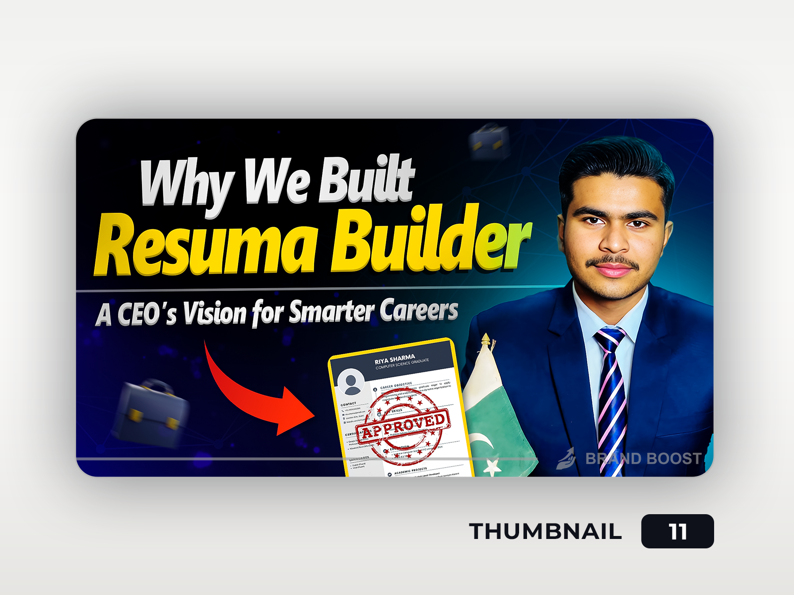 Resuma Builder App - CEO Vision Explainer Thumbnail graphic design