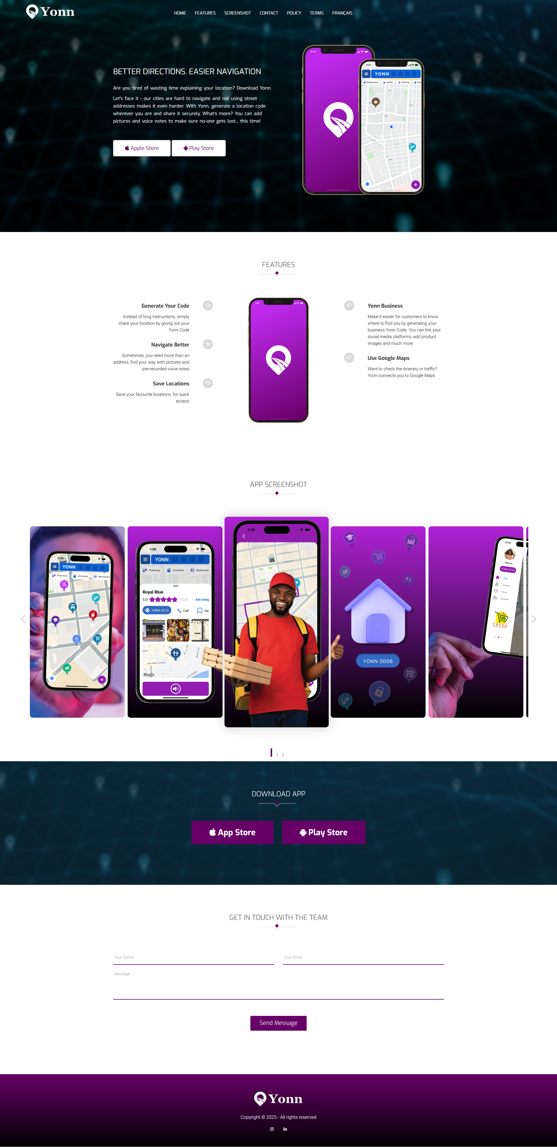 Yonn App Promotional Website app promotional website custom design landing page promotional website wordpress