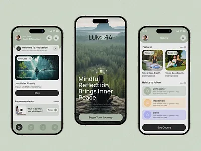 Yoga and Meditation Mobile App ai ai powered app design fitness health app meditation meditation app mindfulness mobile app mobile ui motivation product design selfcare selfcare app startup ui design ui ux ux design wellness yoga