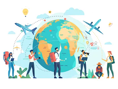 Journey Beyond – Travel & Adventure Flat Illustration design flat graphic flat illustration graphic design illustration peoples style travel travel destination vector
