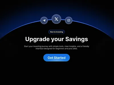 💎 Elevate Your Savings with Stocks blue button dark futuristic gradient icons invest media mode neon platform savings section signup social stock tag upgrade website