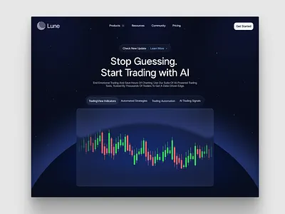 Trading Website Design / Lune glass startup design tech website trading trading illustration trading website
