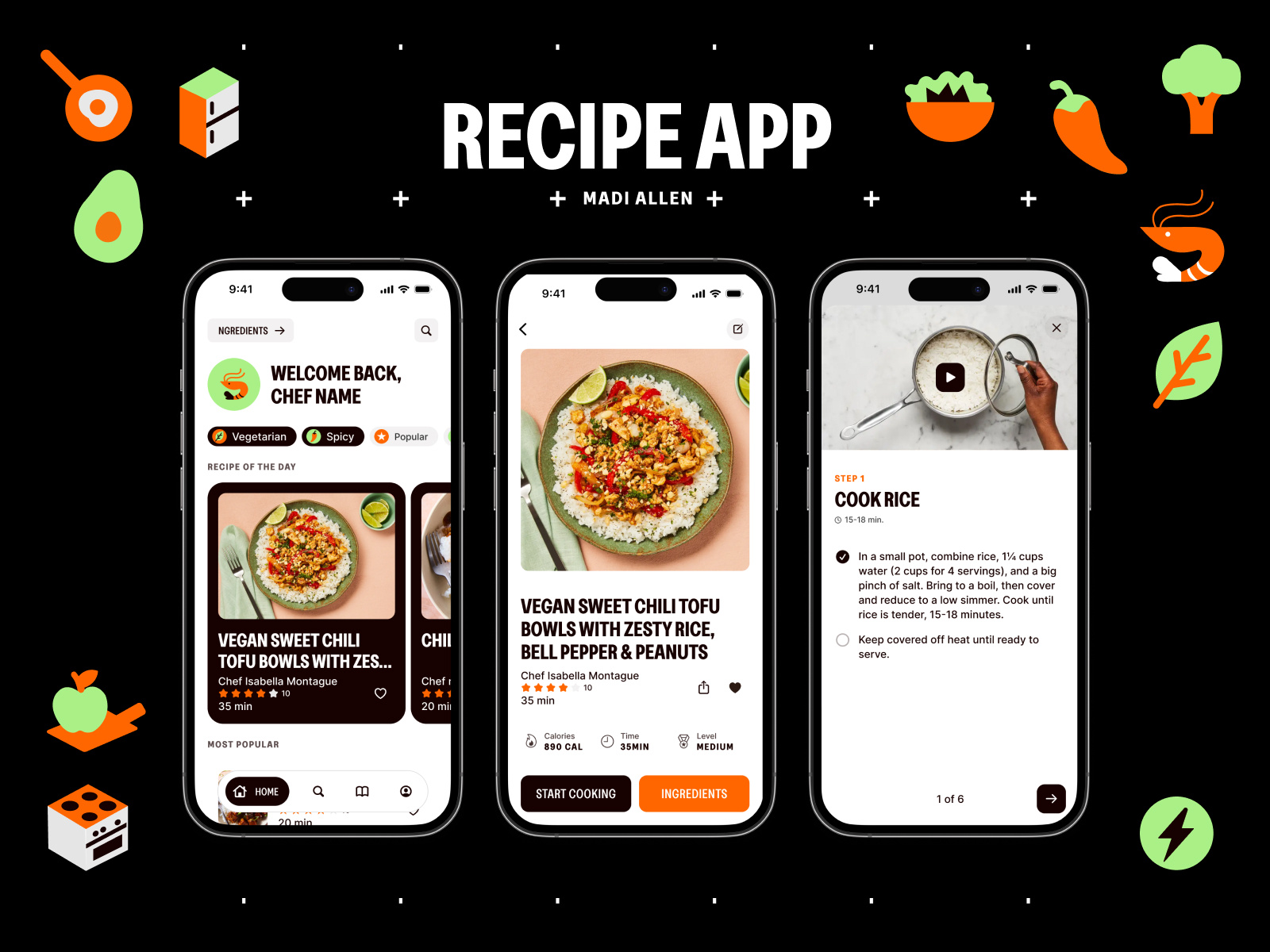 Recipe App Design branding design figma illustration lcad madiallen madisonallen ui uiux