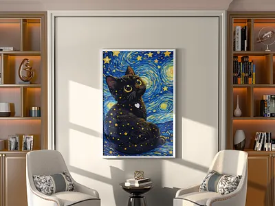 ILLUSTRATION - COSMIC CAT animal animals artprint artwork branding cat catart cosmic design digitalart digitalillustration galaxyart graphic design home homedecor illustration interiordesign logo posterdesign vector
