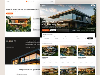Real Estate Landing Page clean design dashboard fintech homepage investment landing page marketplace minimal modern platform property property investment real estate saas startup ui ui design ux design web design website
