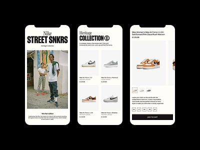 Nike SNKRS. art direction bold branding design digital ecommerce fashion graphic design layout minimal modern nike retro shop sneakers type typography ui web whitespace