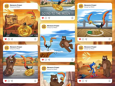 Social Media Posts. Crypto meme illustrations. Memecoin Art bobo bobo bear branding cartoon illustration character design crypto crypto art crypto illustration crypto memes illustration marketing art mascot mascot design meme meme coin memecoin pepe visual storytelling web3 web3 branding