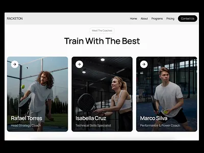 Padel Sports - Team Section branding coach framer template framer website graphic design illustration landing page logo padel sports sports template team template vector