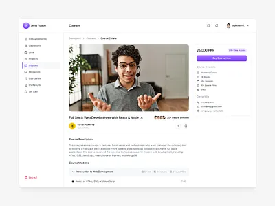 Course detail screen buy button buy course course detail screen course ui course watch courses design detail page ui uiux uiuxdesign video screen webapp design webdesign