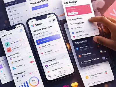 Taskly – Task Management App UIUX Design 3d branding graphic design logo ui