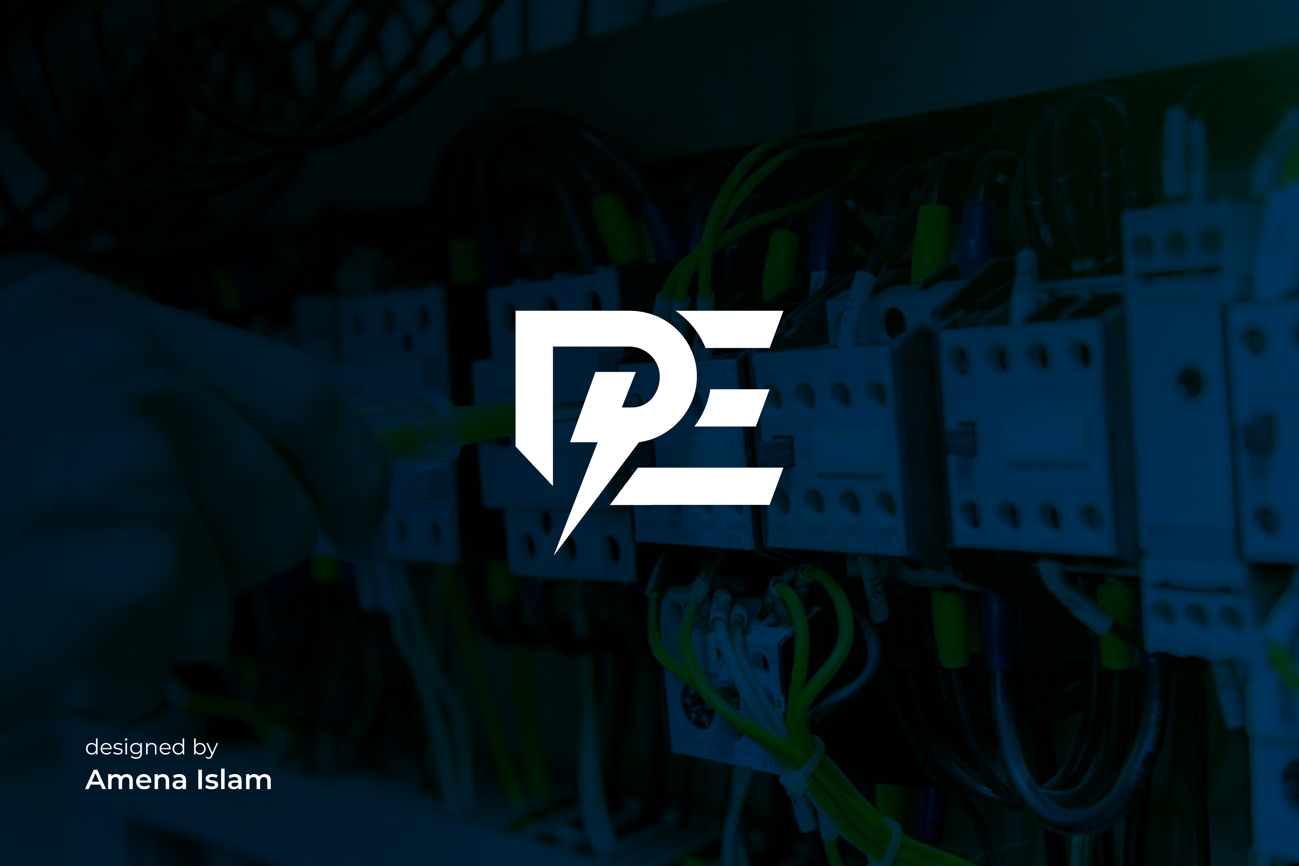 P + E Electric Power Branding | Modern Energy Mark brand identity branding clean creative electric logo energy graphic design letter logo logo design minimal modern pe logo powerful professional wordmark